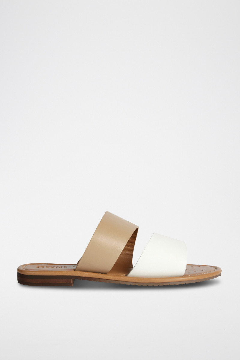 Mules en cuir D Sozy - Beige et blanc - 02 - 32903172