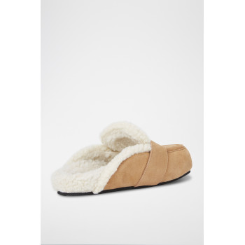 Mules fourrées en nubuck - Camel - 02 - 32926219