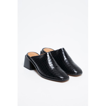 Mules à talons en cuir - Noir - 02 - 32088258