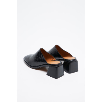 Mules à talons en cuir - Noir - 02 - 32088258