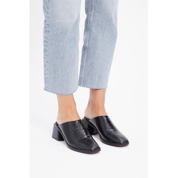 Mules à talons en cuir - Noir - 02 - 32088258