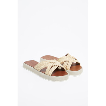 Mules plateformes en cuir - Beige - 02 - 32088286