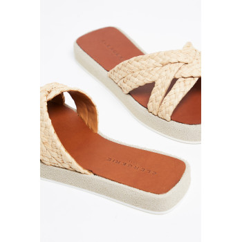 Mules plateformes en cuir - Beige - 02 - 32088286