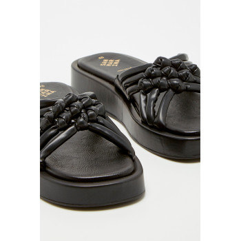 Mules compensées en cuir Gurupi - Noir - 02 - 32604633