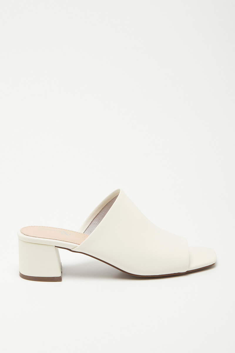 Mules à talons en cuir - Beige - 02 - 32788367