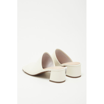 Mules à talons en cuir - Beige - 02 - 32788367