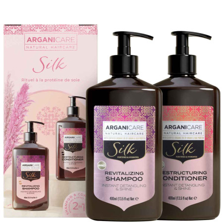 Coffret shampoing & après-shampoing lissant & brillance - Protéine de soie -  Cheveux secs & abîmés - 2 x 400 ml - 03 - 32918145