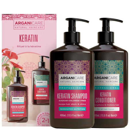 Coffret shampoing & après-shampoing réparateur & fortifiant - Kératine - 4 x 100 ml - 03 - 32918151