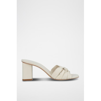 Mules à talons en cuir de mouton - Beige - Emporio Armani - 02 - 32953198