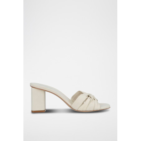 Mules à talons en cuir de mouton - Beige - Emporio Armani - 02 - 32953198