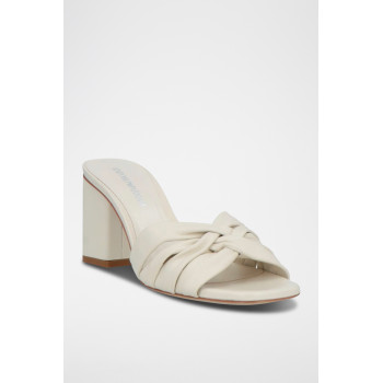 Mules à talons en cuir de mouton - Beige - Emporio Armani - 02 - 32953198