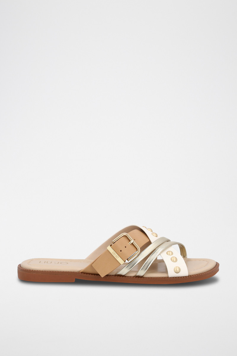 Mules Sally - Blanc et doré - 02 - 32877924