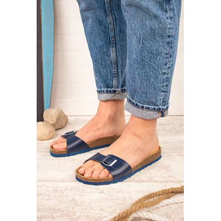 Mules en cuir - Bleu marine - 02 - 32776951